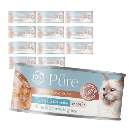 Pet Republic Pure Mokra Karma Dla Kota Tuńczyk Z Krewetką W Sosie 12x80g