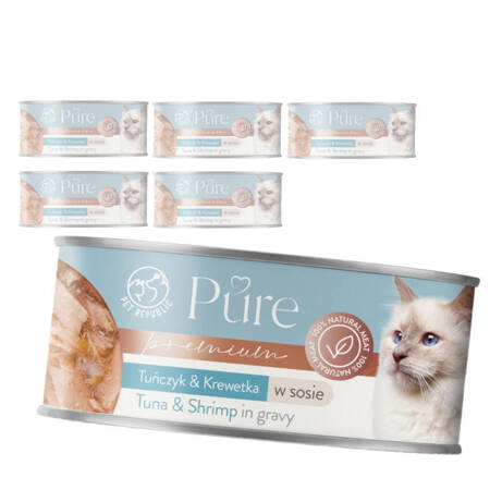 Pet Republic Pure Mokra Karma Dla Kota Tuńczyk Z Krewetką W Sosie 6x80g