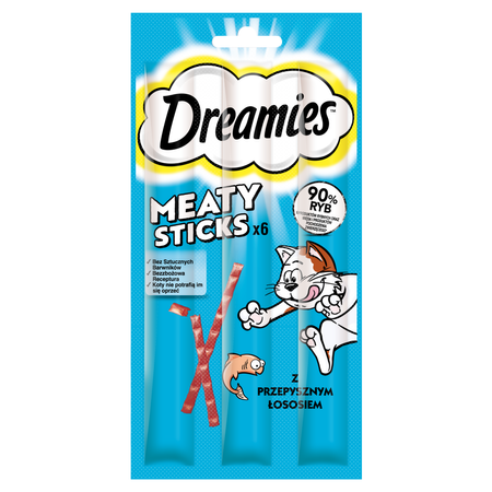 Przysmak Dreamies Meaty Sticks 30g Karma Uzupełniająca Dla Dorosłych Kotów Pałeczki Z Łososiem