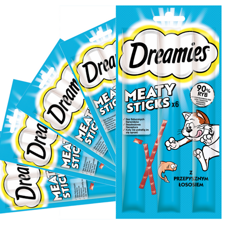 Przysmak Dreamies Meaty Sticks 5x30g Karma Uzupełniająca Dla Dorosłych Kotów Pałeczki Z Łososiem