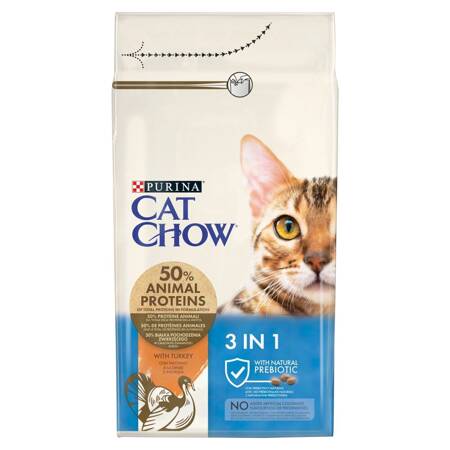 Purina Cat Chow 3in1 Adult 1,5kg Sucha Karma Dla Kota Z Indykiem