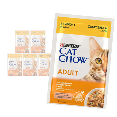 Purina Cat Chow Adult 6x85g Mokra Karma Dla Kota z Kurczakiem i Cukinią w Galaretce