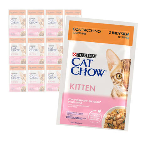 Purina Cat Chow Kitten 12x85g Mokra Karma Dla Kociąt  z Indykiem i Cukinią w Galaretce