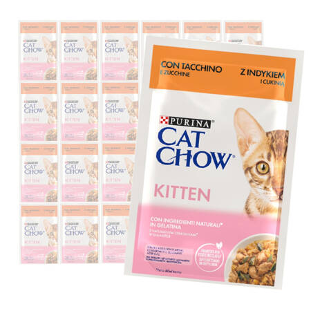 Purina Cat Chow Kitten 24x85g Mokra Karma Dla Kociąt  z Indykiem i Cukinią w Galaretce