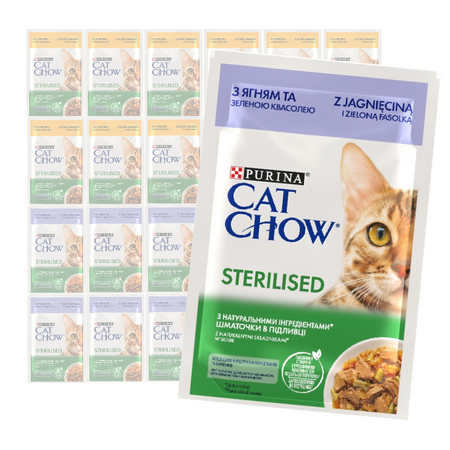 Purina Cat Chow Sterilised 24x85g Mokra Karma Dla Kota Kurczak  i Jagnięcina w Sosie