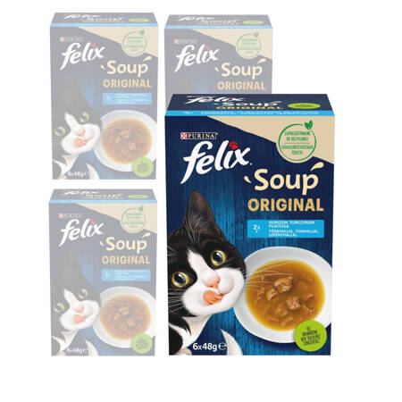 Purina Felix Soup Original Mokra Karma Dla Kota 24x48g Rybne Smaki Z Dorszem Tuńczykiem Płastugą