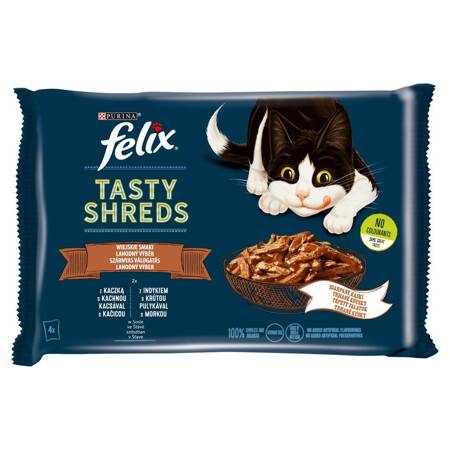 Purina Felix Tasty Shreds Mokra Karma Dla Kota Wiejskie Smaki W Sosie 320g (4x80g) Z Kaczką I Indykiem