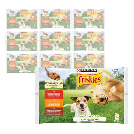 Purina Friskies Mokra Karma Dla Psa Mix Smaków Wołowina Kurczak Jagnięcina W Galaretce 40x85g