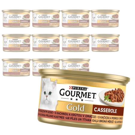 Purina Gourmet Gold Karma Dla Kotów Casserole Z Kaczką I Indykiem W Sosie 12x85g