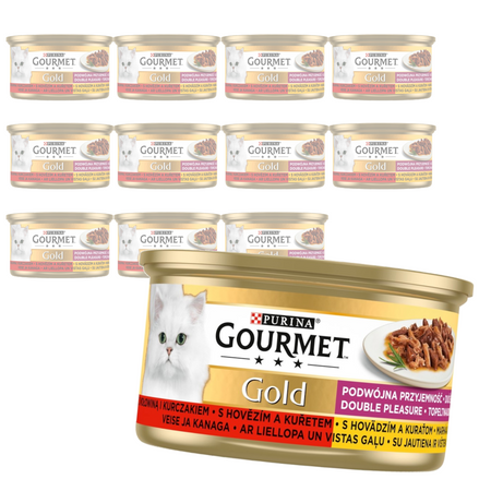 Purina Gourmet Gold Karma Dla Kotów Podwójna Przyjemność Wołowina I Kurczak 12x85g