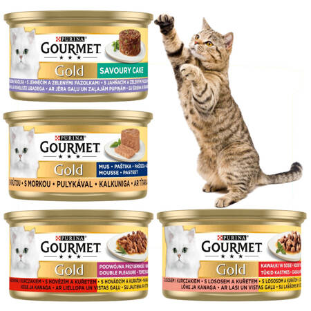 Purina Gourmet Gold Mokra Karma Dla Kotów Mix Smaków Łosoś Kurczak Wołowina Indyk Jagnięcina 48x85g