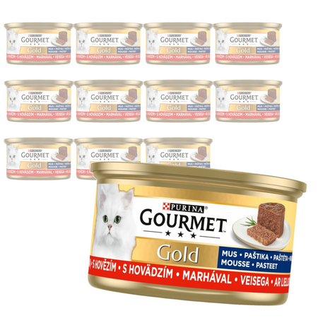 Purina Gourmet Gold Mus z Wołowiną 12x85g Mokra Karma Dla Kota