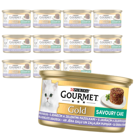 Purina Gourmet Gold z Jagnięciną i Zieloną Fasolką 12x85g Mokra Karma Dla Kota Savoury Cake