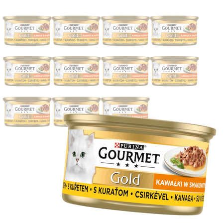 Purina Gourmet Gold z Kurczakiem 12x85g Mokra Karma Dla Kota Kawałki w Sosie