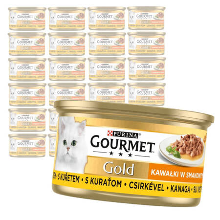 Purina Gourmet Gold z Kurczakiem 24x85g Mokra Karma Dla Kota Kawałki w Sosie