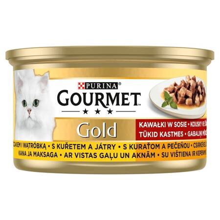 Purina Gourmet Gold z Kurczakiem i Wątróbką 85g Mokra Karma Dla Kota Kawałki w Sosie