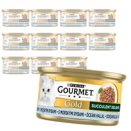 Purina Gourmet Gold z Rybą Oceaniczną 12x85g Mokra Karma Dla Kota Succulent Delights