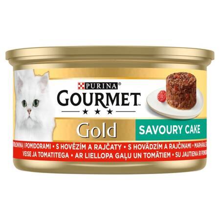 Purina Gourmet Gold z Wołowiną i Pomidorami 85g Mokra Karma Dla Kota Savoury Cake