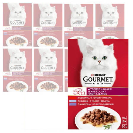 Purina Gourmet Mon Petit Mix Mięsne Smaki 48x50g Mokra Karma Dla Kota Wyborne Kawałki