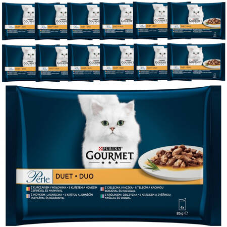 Purina Gourmet Perle Duet Mięsny 13x340g (52 saszetki) Mokra Karma Dla Kota