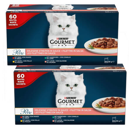 Purina Gourmet Perle Mokra Karma Dla Kotów 120x85g Wołowina Kurczak Królik Łosoś