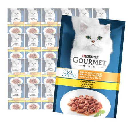 Purina Gourmet Perle z Kurczakiem 24x85g Mini Fileciki w Sosie Mokra Karma Dla Kota