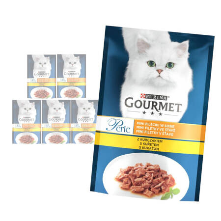 Purina Gourmet Perle z Kurczakiem 6x85g Mini Fileciki w Sosie Mokra Karma Dla Kota