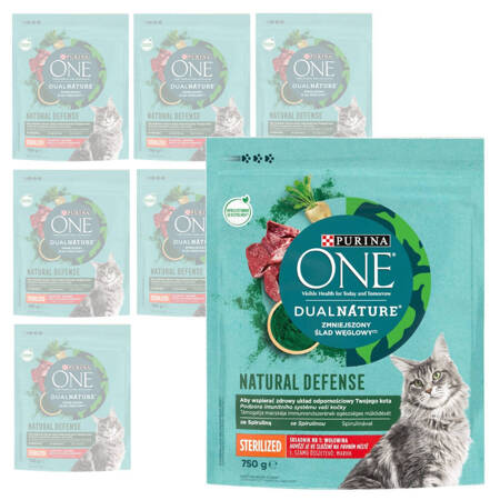 Purina One Dual Nature Natural Defense Sterilized Karma Dla Kotów Sterylizowanych Z Wołowiną 8x750g