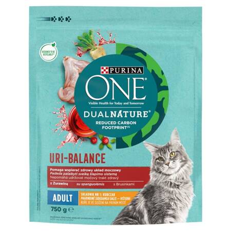 Purina One Dual Nature Uri-Balance Adult Karma Dla Dorosłych Kotów Z Kurczakiem 750g Wspiera Układ Moczowy