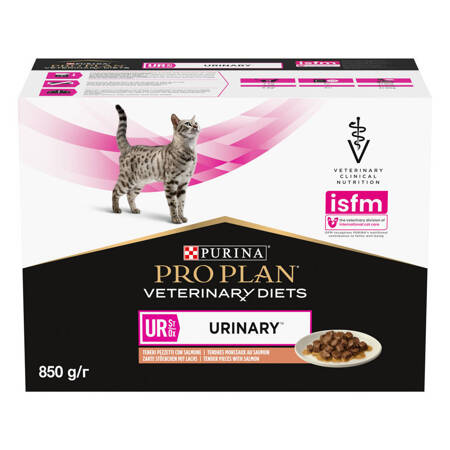 Purina Pro Plan Veterinary Diets UR Urinary Mokra Karma Dla Kota Z Łososiem 10x85g Przeciw Kamieniom Struwitowym