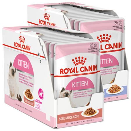 ROYAL CANIN Kitten Instinctive w sosie 12x85g + w galaretce 12x85g karma mokra dla kociąt do 12 miesiąca życia