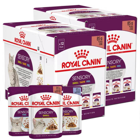 ROYAL CANIN Sensory Mix Smell Taste Feel w Sosie Zestaw 24x85g Mokra Karma Dla Kotów Wybrednych