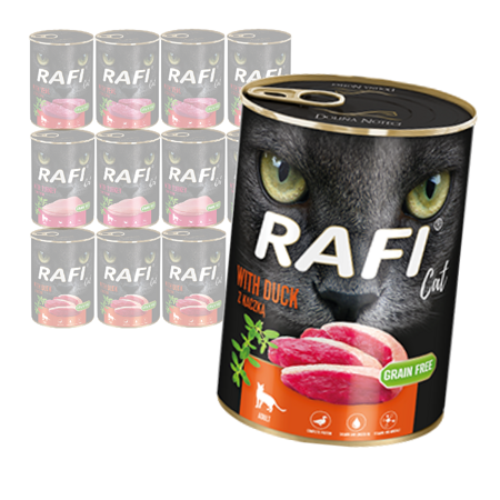 Rafi Cat Adult Bezzbożowa Mokra Karma Dla Kota Mix Smaków 12x400g Kaczka Indyk Cielęcina