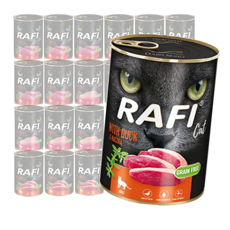 Rafi Cat Adult Bezzbożowa Mokra Karma Dla Kota Mix Smaków 24x400g Kaczka Indyk Cielęcina
