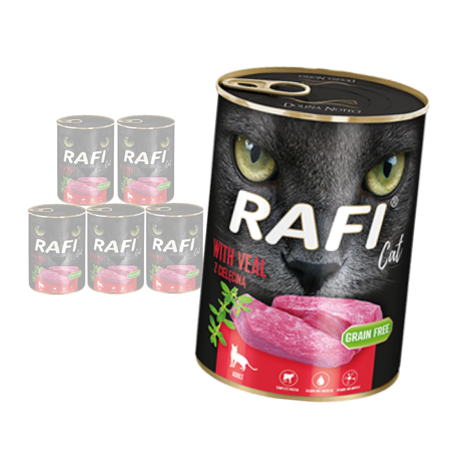 Rafi Cat Adult Bezzbożowa Mokra Karma Dla Kota Z Cielęciną 6x400g