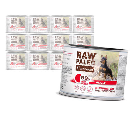 Raw Paleo Beef&Rabbit Adult Duoprotein 12x200g​ Mokra Karma Dla Psa z Wołowiną i Królikiem