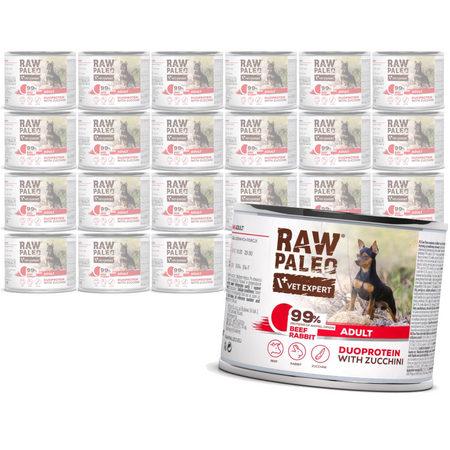 Raw Paleo Beef&Rabbit Adult Duoprotein 24x200g​ Mokra Karma Dla Psa z Wołowiną i Królikiem