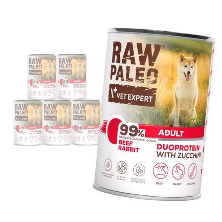 Raw Paleo Beef&Rabbit Adult Duoprotein 6x400g​ Mokra Karma Dla Psa z Wołowiną i Królikiem