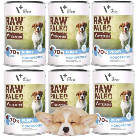 Raw Paleo Dorsz Mokra Karma Dla Psa Puppy Monoprotein 6x400g