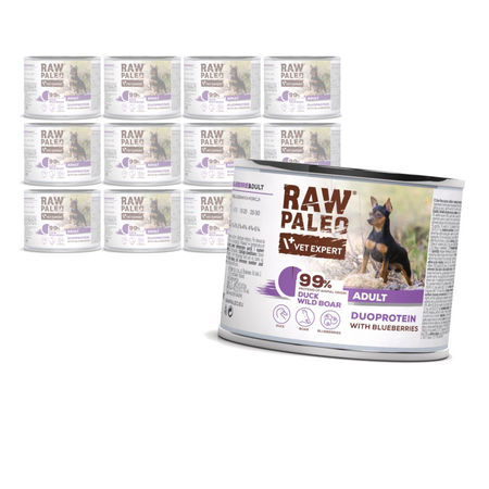 Raw Paleo Duck&Boar Adult Duoprotein 12x200g​ Mokra Karma Dla Psa z Kaczką i Dzikiem