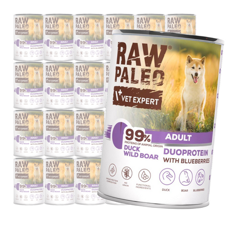 Raw Paleo Duck&Boar Adult Duoprotein 24x400g​ Mokra Karma Dla Psa z Kaczką i Dzikiem