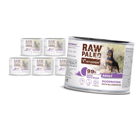 Raw Paleo Duck&Boar Adult Duoprotein 6x200g​ Mokra Karma Dla Psa z Kaczką i Dzikiem