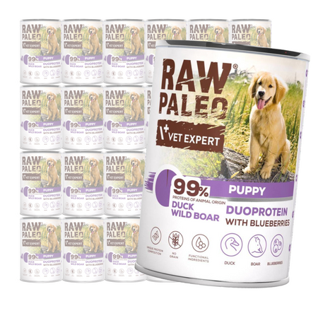 Raw Paleo Duck&Boar Puppy Duoprotein 24x400g​ Mokra Karma Dla Szczeniąt z Kaczką i Dzikiem