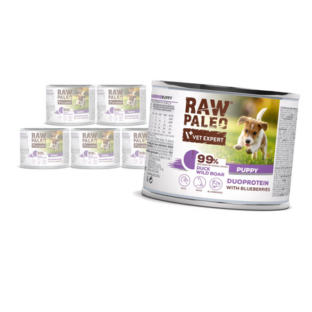 Raw Paleo Duck&Boar Puppy Duoprotein 6x200g​ Mokra Karma Dla Szczeniąt z Kaczką i Dzikiem