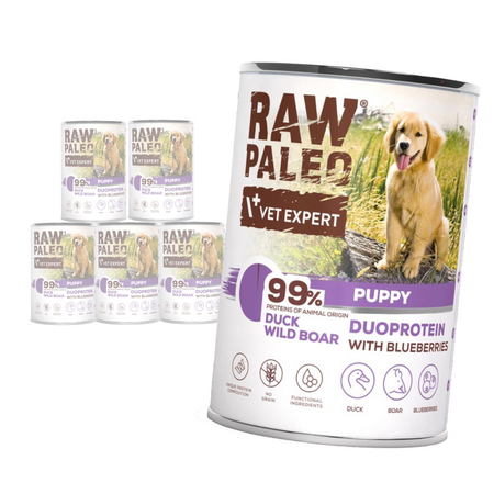 Raw Paleo Duck&Boar Puppy Duoprotein 6x400g​ Mokra Karma Dla Szczeniąt z Kaczką i Dzikiem