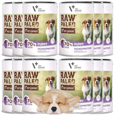 Raw Paleo Kaczka Mokra Karma Dla Psa Puppy Monoprotein 12x400g