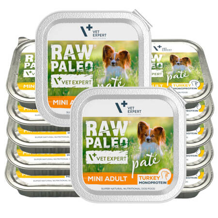 Raw Paleo Pate Mini Mokra Karma Dla Psów Dorosłych Z Indykiem Tacka 12x150g