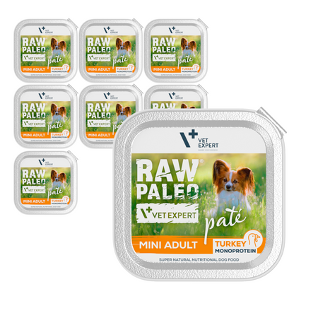 Raw Paleo Pate Mini Mokra Karma Dla Psów Dorosłych Z Indykiem Tacka 8x150g