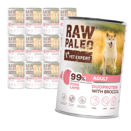 Raw Paleo Pork&Lamb Adult Duoprotein 12x400g​ Mokra Karma Dla Psa z Wieprzowiną i Jagnięciną