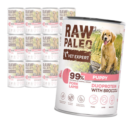 Raw Paleo Pork&Lamb Puppy Duoprotein 12x400g​ Mokra Karma Dla Szczeniąt z Wieprzowiną i Jagnięciną